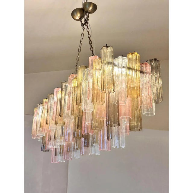 Contemporary Huge Rectangular Tronchi Murano Glass Burnished Chandelier by Simoeng For Sale - Image 3 of 11