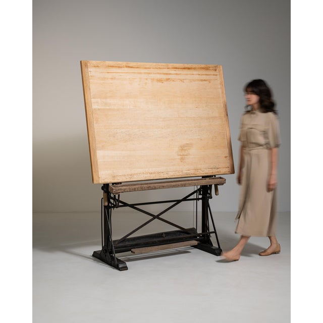 Architect's Oak Drawing Table, Antique, France, Early 20th Century For Sale In Greensboro - Image 6 of 13