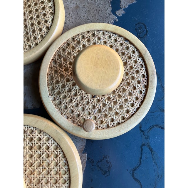 Mid-Century Modern Italian Coat Wall Hooks in Wood and Woven Cane, 1960s, Set of 2 For Sale - Image 10 of 13