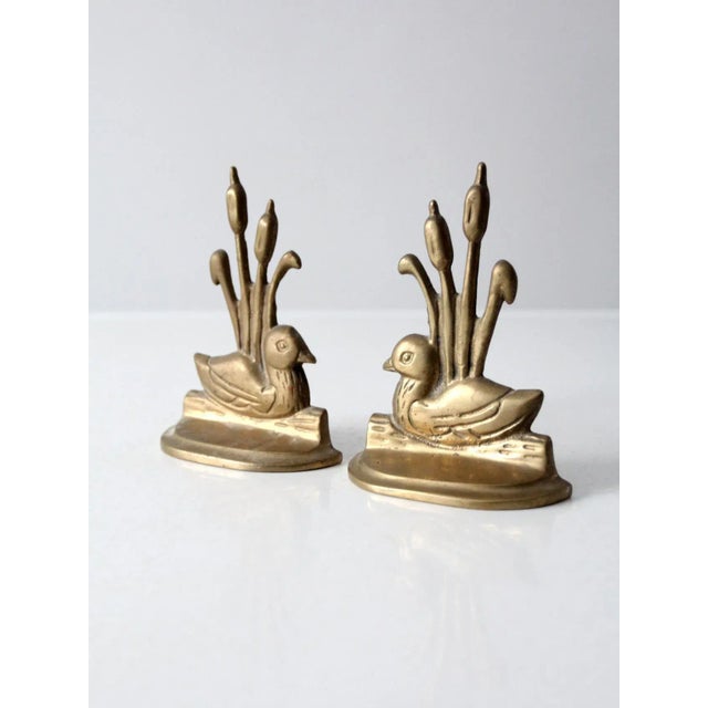 Vintage Brass Duck Bookends For Sale - Image 9 of 11