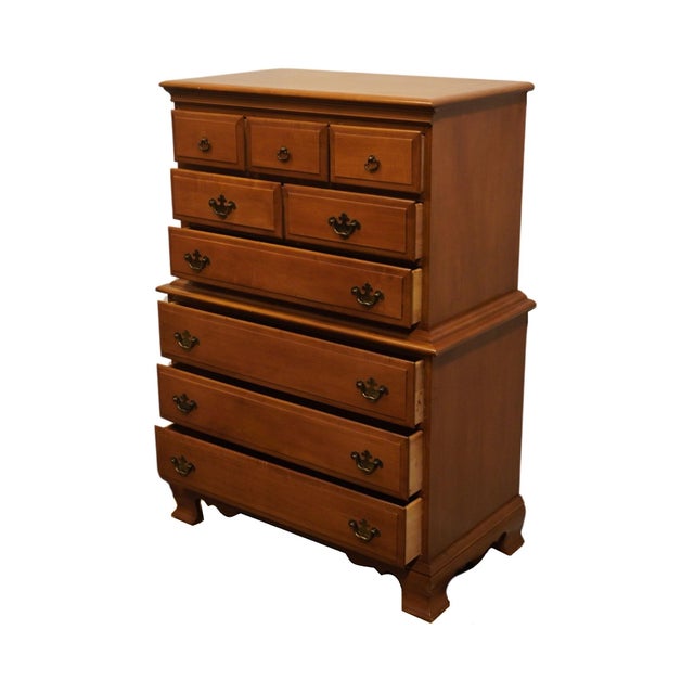 Late 20th Century Sumter Cabinet Solid Hard Rock Maple Colonial Early American 36" Chest on Chest For Sale - Image 5 of 11