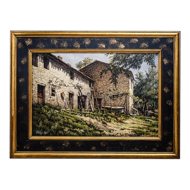 1990s Bucolic Country Barnyard Scene by Tataya Sum For Sale