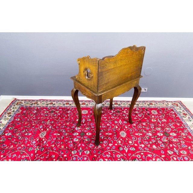 Rococo Style Oak Nightstand or Side Table, 1930s For Sale - Image 6 of 16