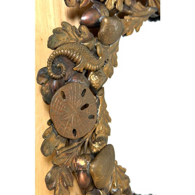 Traditional Victorian Brass Coral & Sea Life Circular Mirror, England, Late 19th Century For Sale - Image 3 of 13