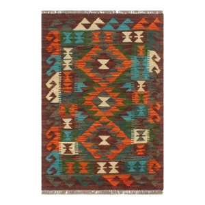 1990s Kilim Rust Brown Wool Rug - 2'0" X 2'11"