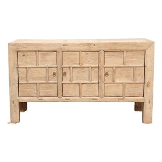 Rustic Bleached Wood 3-Door Grain Cabinet For Sale