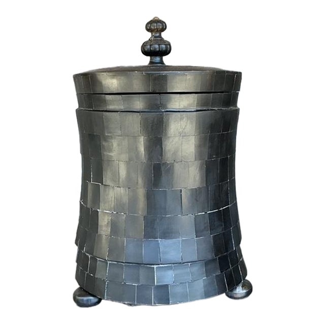 Vintage Boho Tessellated Horn Lidded Urn For Sale
