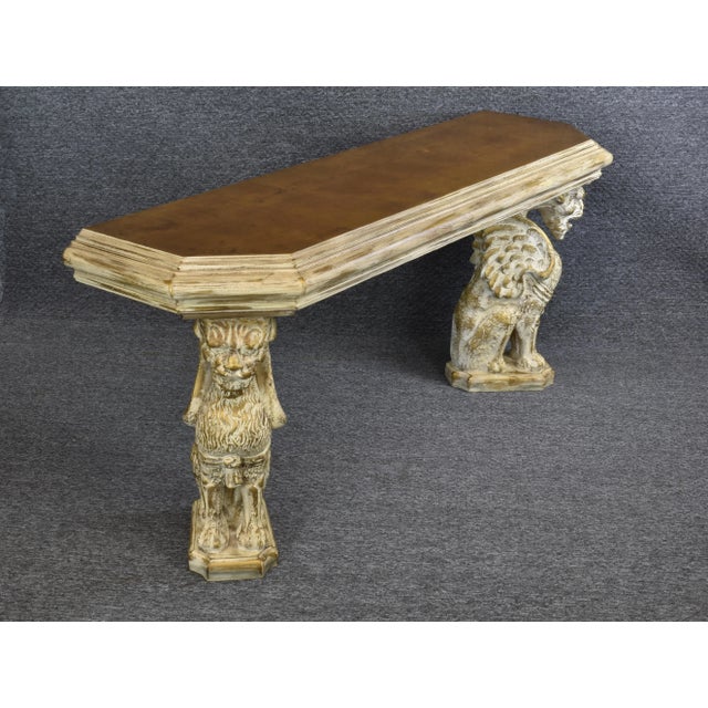 1970s Phyllis Morris San Simoen Griffin Gold Leaf Console/Sofa Table For Sale - Image 4 of 12