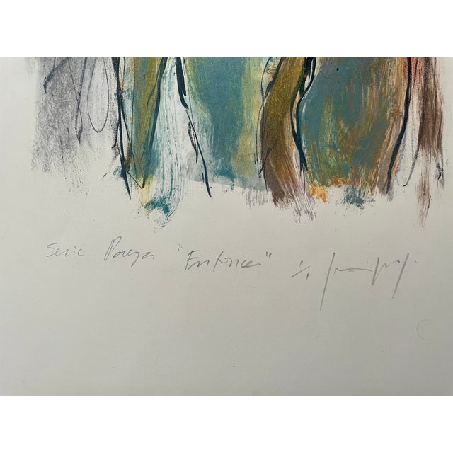 Contemporary Silvia Sanjurjo (Argentine) "Serie Pasajes: Enlace" Hand-Embellished 1/1 Monotype & Pastel – Centro De Edición – Unframed (15.25" X 20.125") For Sale - Image 3 of 7