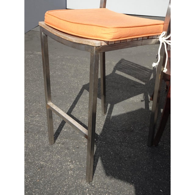 Set of Four Vintage Westminster Teak & Stainless Steel Vogue Bar Stools For Sale - Image 10 of 13