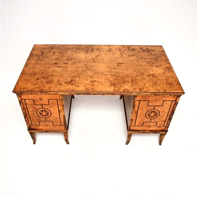 Antique Swedish Biedermeier Style Desk in Satin Birch, 1890 For Sale - Image 9 of 11