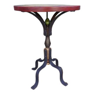 1930s Monterey Round Floral Lamp Table For Sale