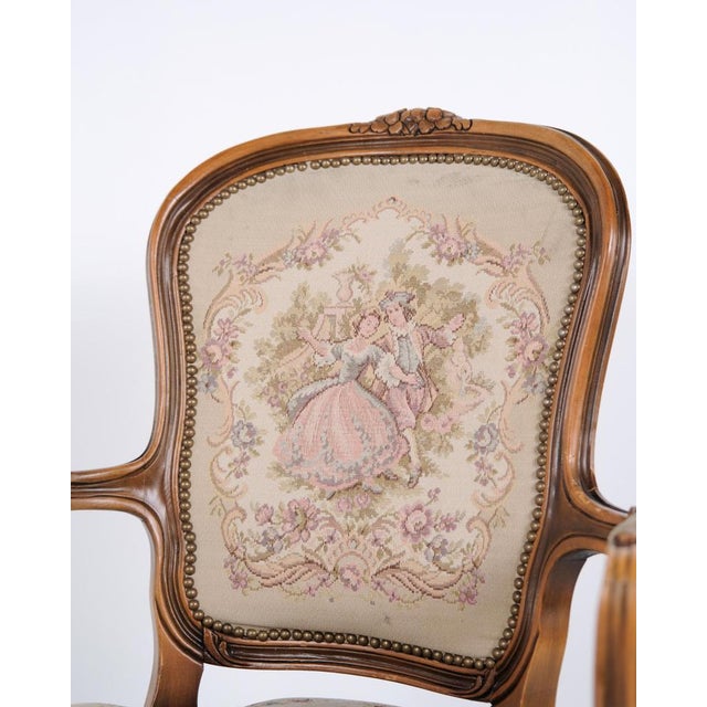 Neo-Rococo Armchair with Curved Legs and Patterned Floral Fabric, 1930s For Sale - Image 4 of 11