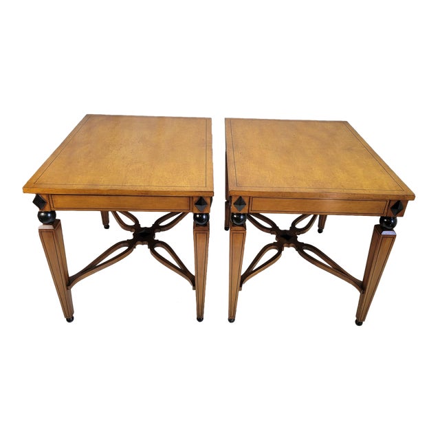 1940s Traditional Pair of Custom-Made American Maple , Bird's Eye Maple Tables For Sale