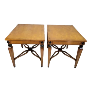 1940s Traditional Pair of Custom-Made American Maple , Bird's Eye Maple Tables
