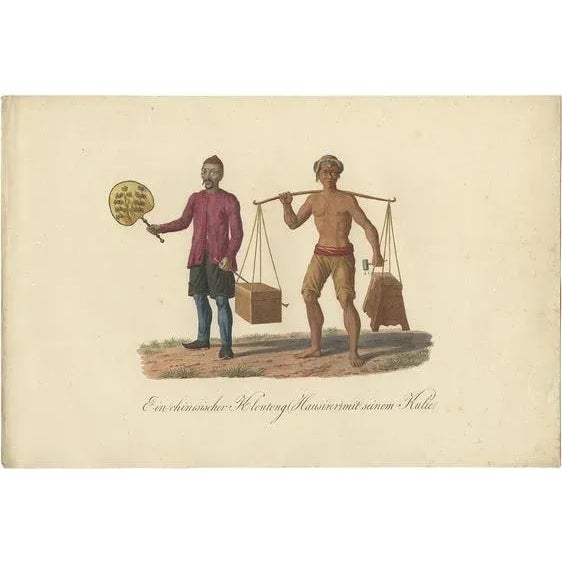 Pfyffer zu Neueck, Illustration of a Chinese Peddler and Day Laborer in Indonesia, 1830, Print For Sale - Image 5 of 5