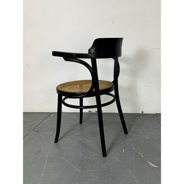 Bentwood Mod 233 Black Desk Chair with Rattan Seat from Thonet, 1930s For Sale - Image 11 of 13
