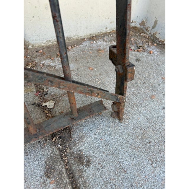 Metal Antique Rustic Wrought Iron Painted Gate For Sale - Image 7 of 12