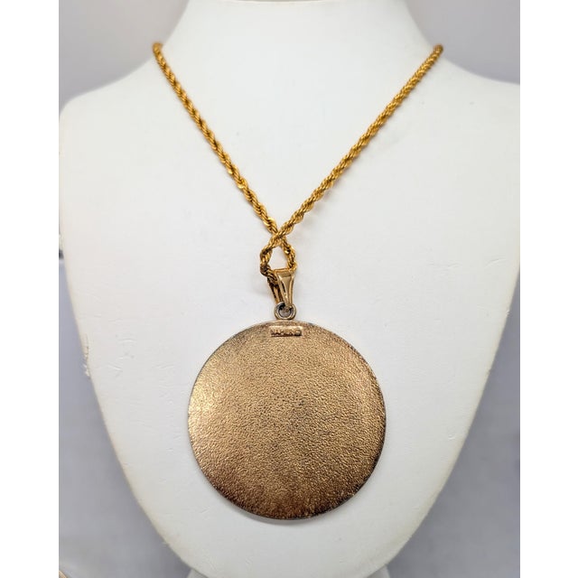Metal Vintage 1970s Signed Napier Goldtone Round Horoscope Pendant Necklace For Sale - Image 7 of 9