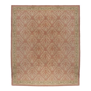 Vintage Circa 1960 Light Brick Spanish Hand Knotted Rug 12'5 X 14'2 For Sale