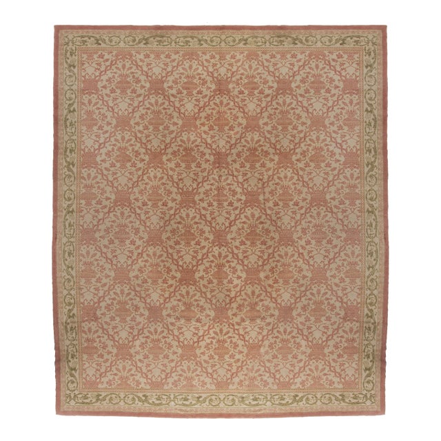 Vintage Circa 1960 Light Brick Spanish Hand Knotted Rug 12'5 X 14'2 For Sale