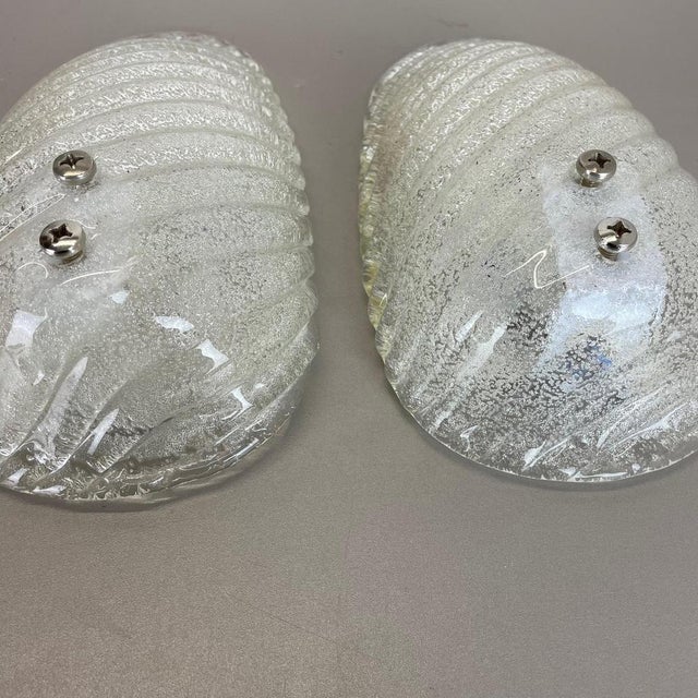 1970s Murano Bubble Ice Glass Wall Sconces, Germany, 1980s, Set of 2 For Sale - Image 5 of 18