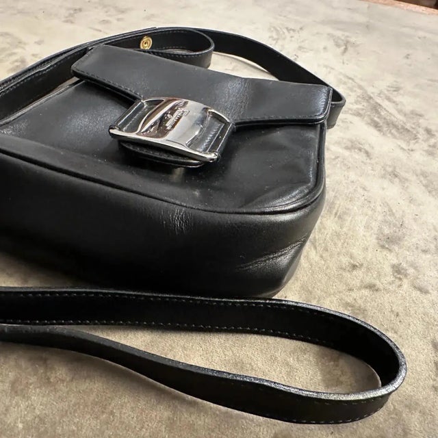 21st Century Vintage Black Leather Micro Shoulder Bag by Salvatore Ferragamo For Sale - Image 13 of 16