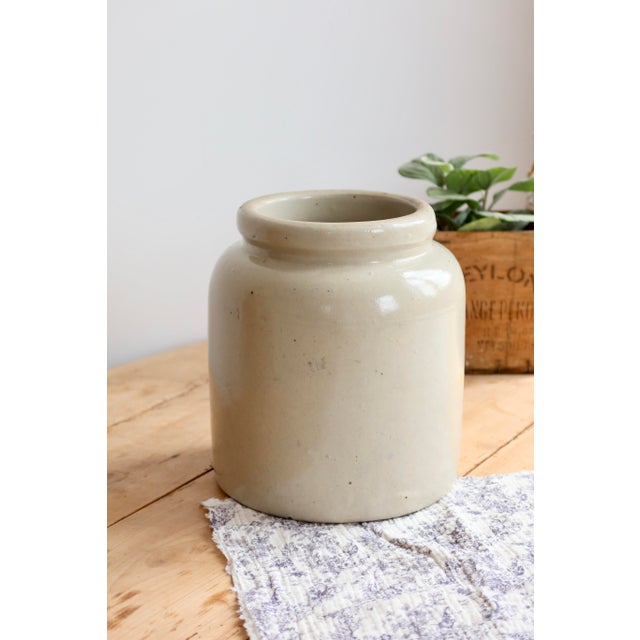 1920s Antique Taupe Stoneware Preserve Jar, 1920s For Sale - Image 5 of 8