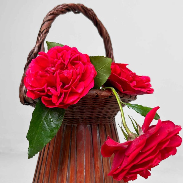Wood Handwoven Ikebana Flower Basket, 1950s For Sale - Image 7 of 13