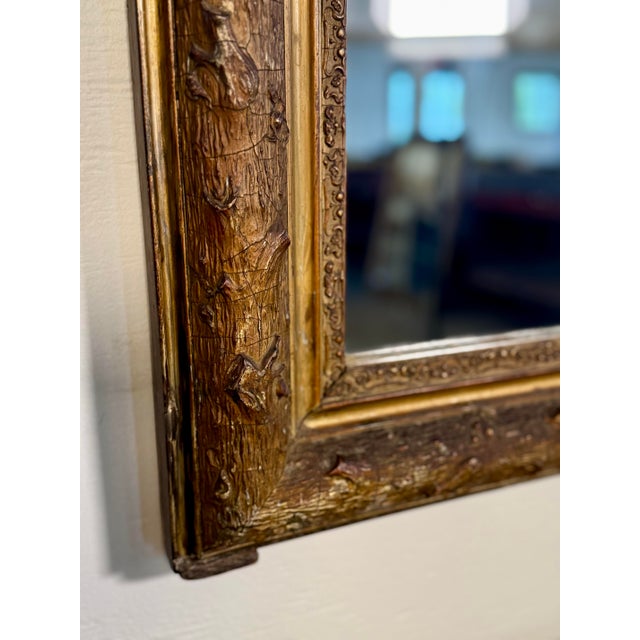 Brown Antique French Faux Bois Gilt Louis Philippe Mirror For Sale - Image 8 of 11