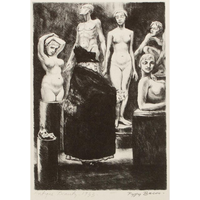 An excellent First Edition period black and white offset lithograph (print) after drawing "Antique Beauty" by American...
