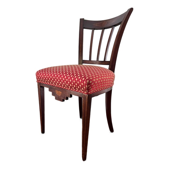Antique French Mahogany Chair with Silk Upholstery For Sale