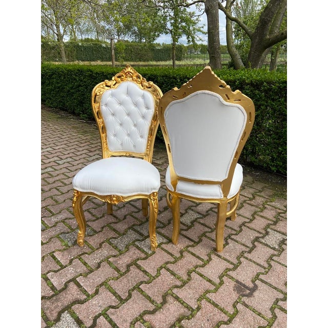 Late 20th Century Late 20th Italian Baroque Gold Beech Dining Chairs Set 4 For Sale - Image 5 of 14