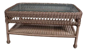 Resin Wicker and Glasstop Coffee Table