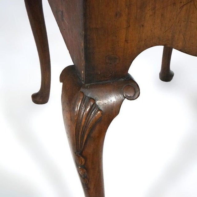 Antique English Queen Anne Carved Mahogany & Satinwood Inlaid Low Boy 18th C For Sale - Image 16 of 18