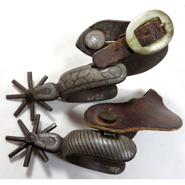 Antique Southwestern Mexican Border Silver Inlay Spurs a Pair Chairish