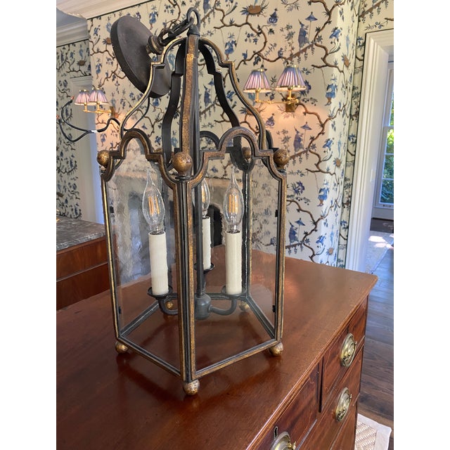 Metal Paul Ferrante Iron Chandelier With Gold Leaf For Sale - Image 7 of 11