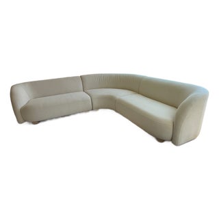 West Elm Laurent 3-Piece Sculptural L-Shaped Wedge Sectional in Ivory Performance Upholstery For Sale