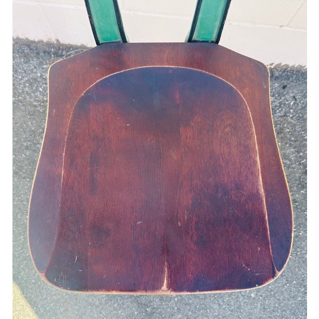 A Pair of Early 20th-Century Cast Iron Soda Fountain Swivel Stools With Greek Key Backs. For Sale In San Francisco - Image 6 of 18