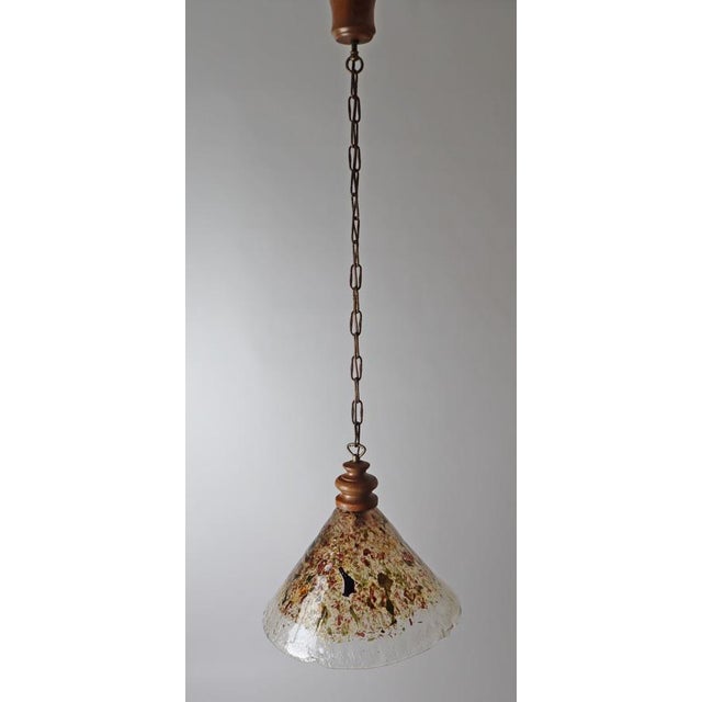 Cone-Shaped Hanging Lamp in Murano Glass and Oak, 1970s For Sale - Image 13 of 18