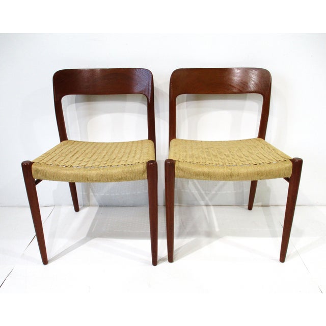 Mid 20th Century Niels Moller #75 Teak and Woven Side Chairs for j.l. Moller Denmark (A) For Sale - Image 5 of 15