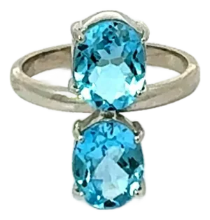 Stunning 925 Silver Twin Ring With December Birthsotne 5.49 Carat Prong Set - Size 8.5