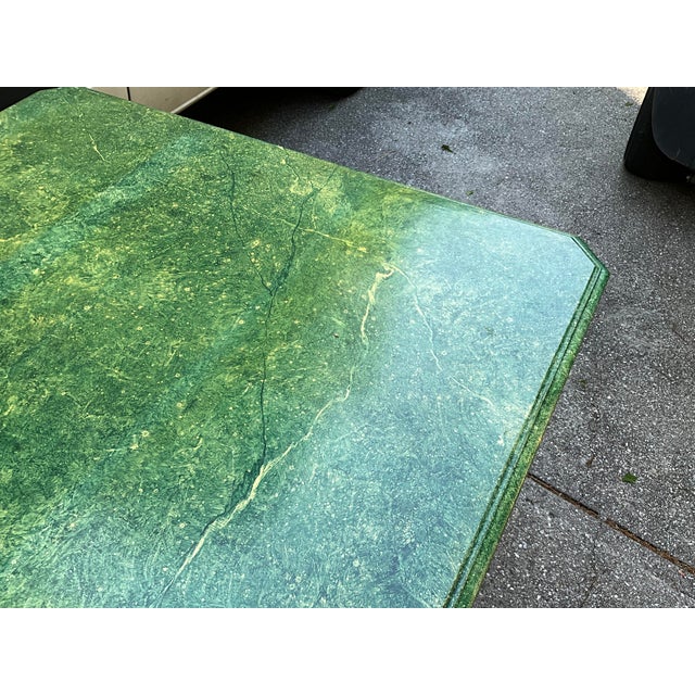 Mid-Century Italian Regency Style Faux Marble Painted Dining Table - 5 Leaves For Sale - Image 11 of 14