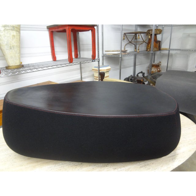 Italian Postmodern Sculptural Bench Or Pouf By Moroso. This chic Italian sculptural bench retains the original black wool...