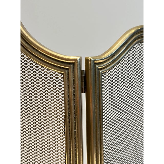 Neoclassical Style Brass and Grilling Fireplace Screen For Sale - Image 11 of 13