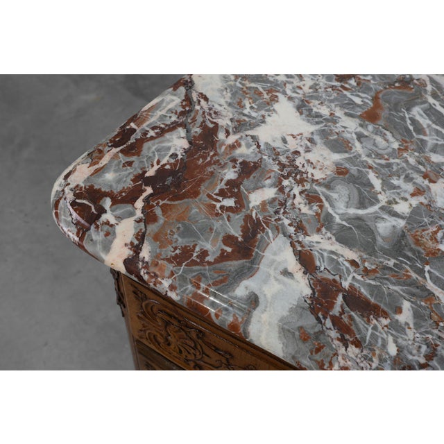 18th Century Louis XV Oak and Marble Chest of Drawers, France For Sale - Image 14 of 16