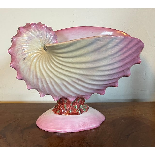 Pink Antique 19th Century Wedgwood Pearlware Centerpiece - Pink Nautilus Sea Shell Compote Tureen For Sale - Image 8 of 16