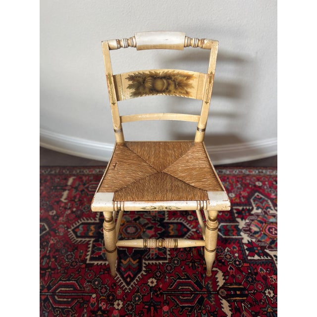 Vintage Lambert Hitchcock Hitchcocks-Ville Conn. Warranted Woven Rush Seat Chair, Side Chair For Sale - Image 12 of 12