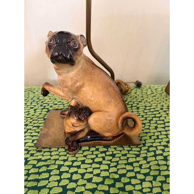 Sienna Pair Meissen Porcelain Pug Dogs & One With Child For Sale - Image 8 of 11