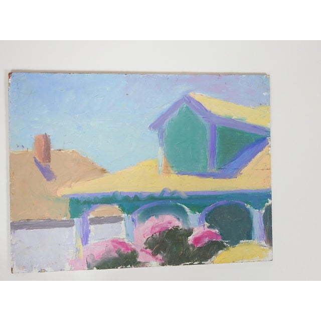 Wood Mid 20th Century Impressionist Portrait of Young Woman in Pink Painting For Sale - Image 7 of 7